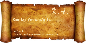 Kmety Annamária névjegykártya